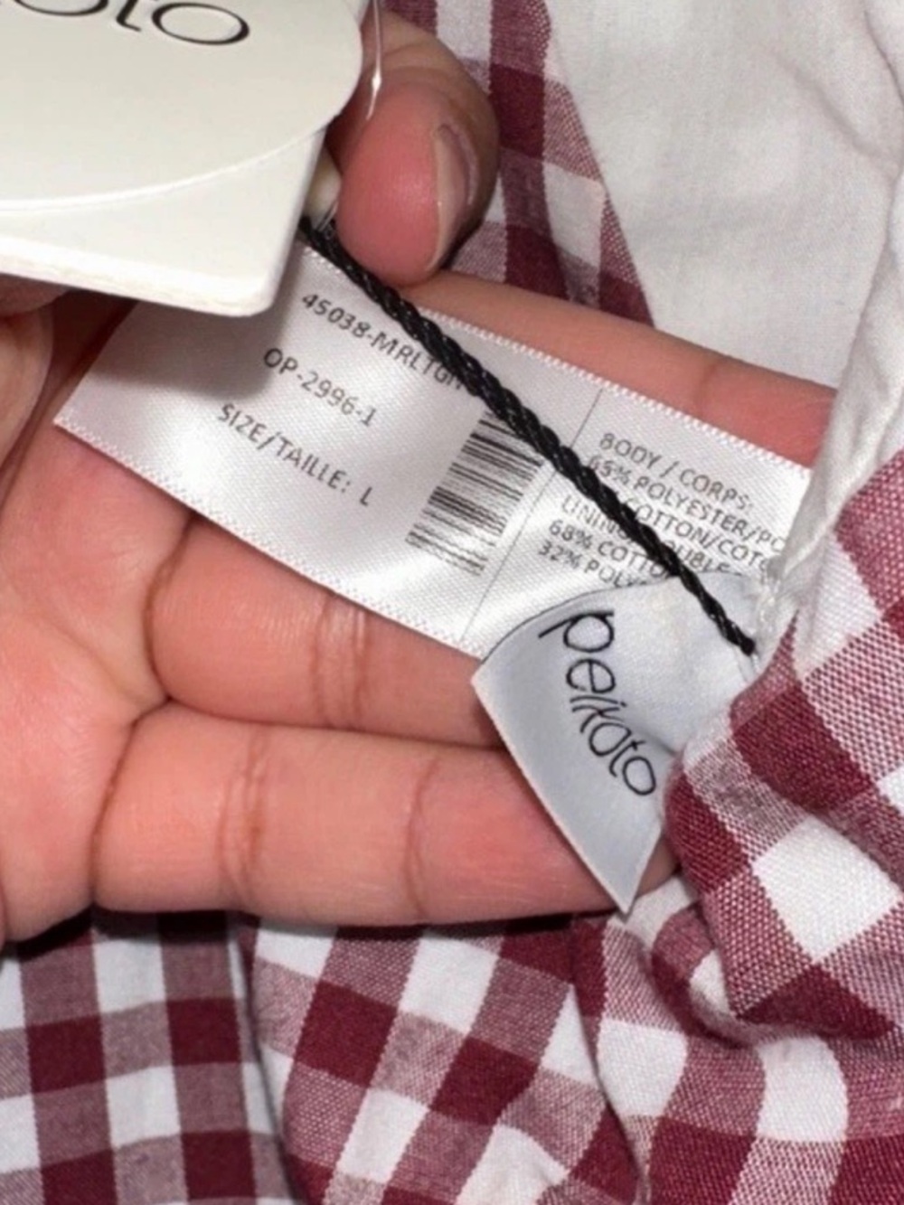 Peixoto Addison Gingham Mini Dress Merlot Size Large Drop Waist NWT - Picture 5 of 8